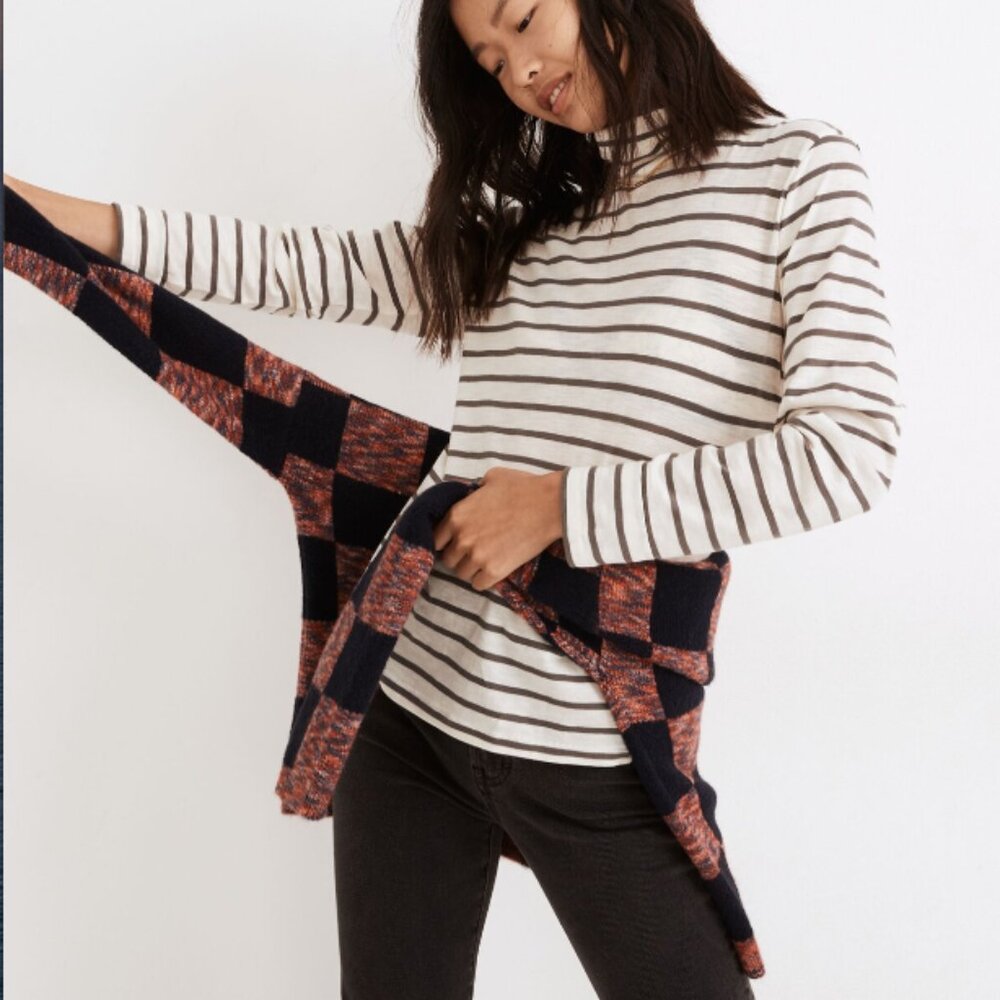 Madewell Whisper Cotton Turtleneck in Esme Stripe - Antique Cream